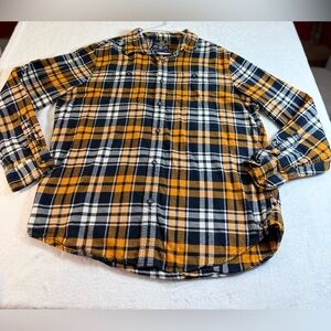 American Eagle Outfitters Orange and Black Plaid Shirt